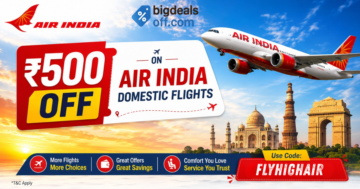 ₹500 off on Air India domestic flights travel offer