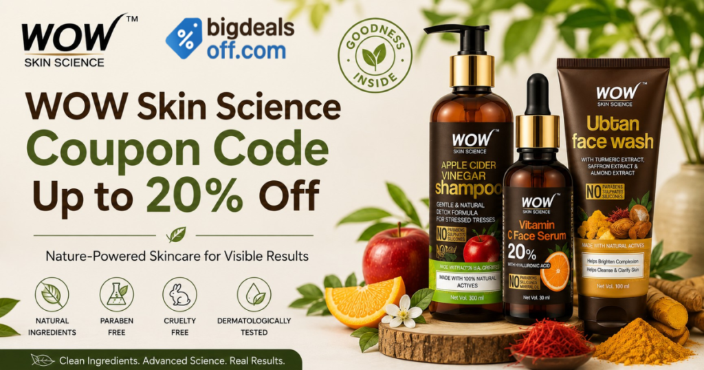“WOW Skin Science Coupon Code offers on skincare and haircare products