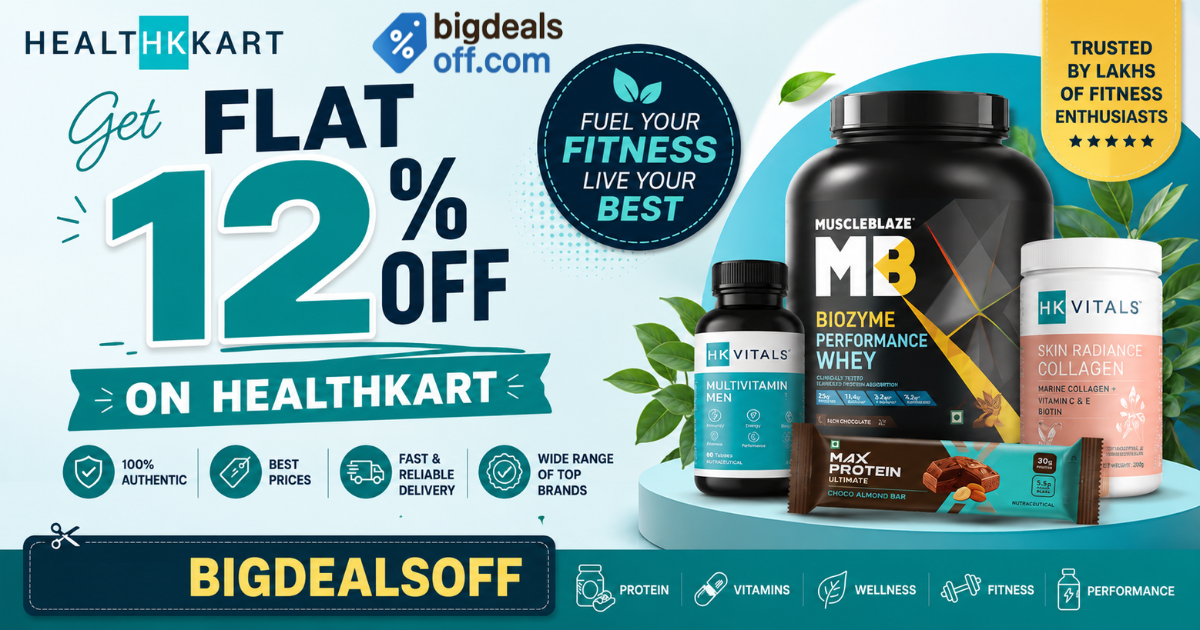 Get flat 12% off on HealthKart fitness supplements offer