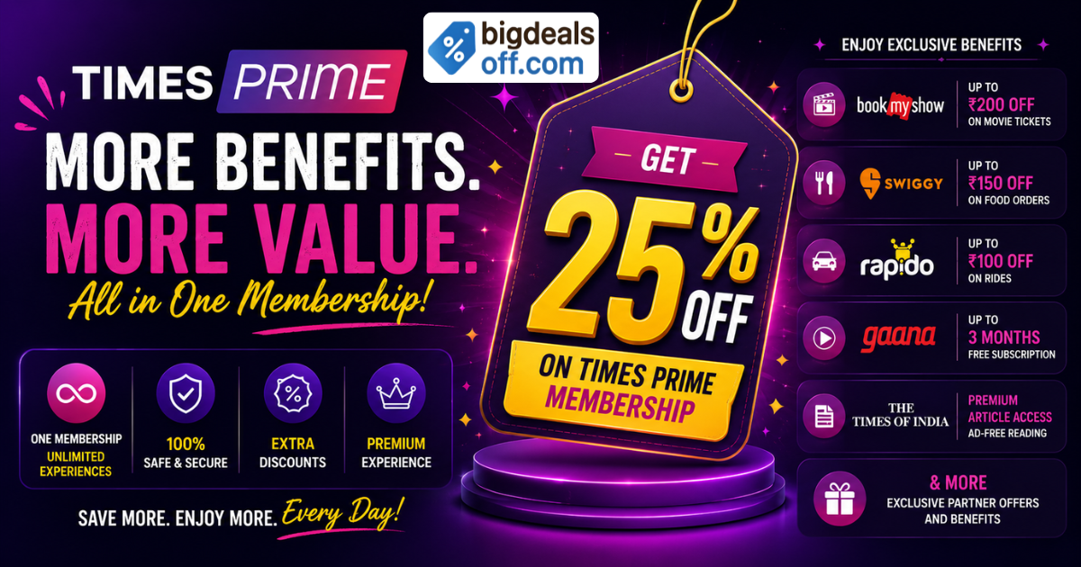 Times Prime Coupon Code - Latest Verified Discounts on BigDealsOff
