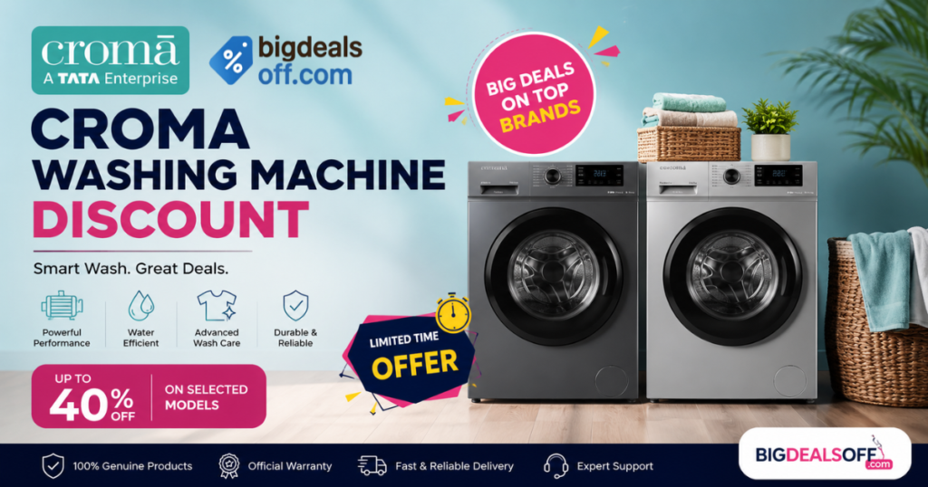 Croma Washing Machine Discount on LG Samsung Whirlpool Washing Machines
