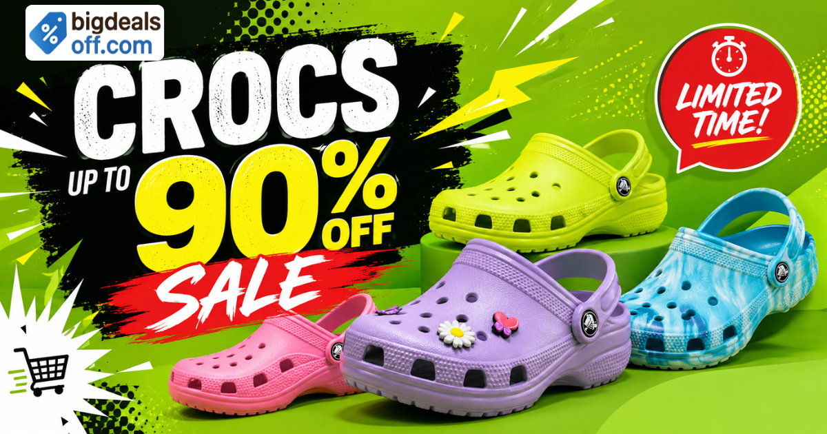 Crocs Up to 90% Off Sale on comfortable footwear at BigDealsOff