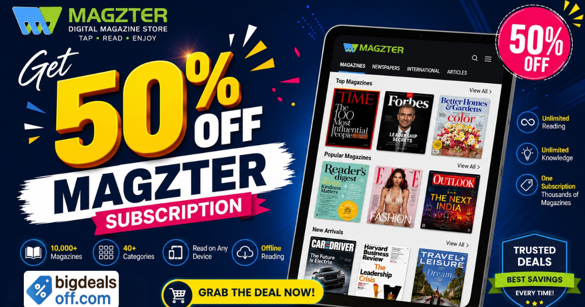 Get 50% Off Magzter Subscription deal on BigDealsOff